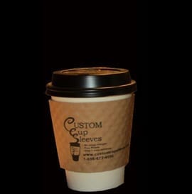 8oz white hot paper cup with black lid and custom coffee cup sleeve - Custom Cup Sleeves Smyrna, TN