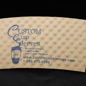 Custom coffee cup sleeve on natural with navy blue text - Custom Cup Sleeves Smyrna, TN